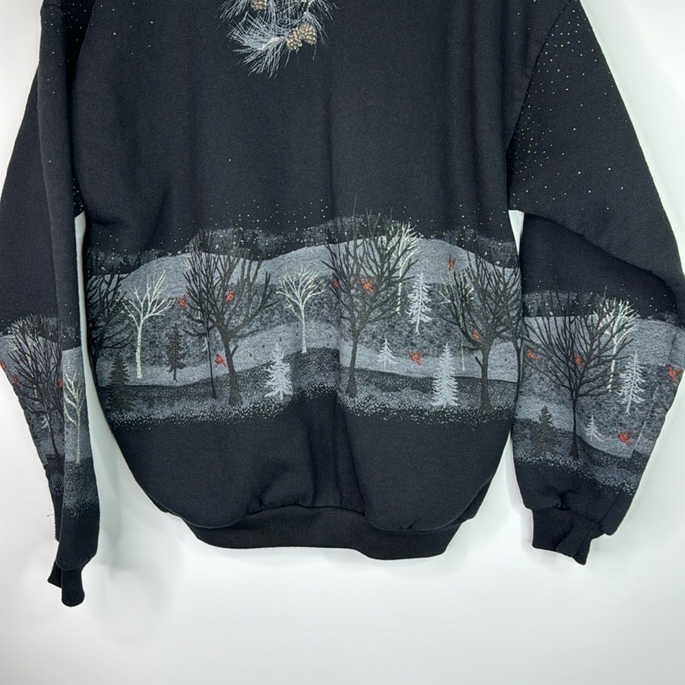 Vintage Artisans Black Cardinal Bird Button Up Sweatshirt Size Large - Picture 6 of 12